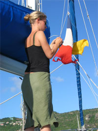 Our flag officer hoists the Q and French Flags