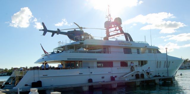 Helicopter on small Motor Yacht