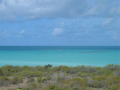 Eaux Vives among the reefs at Spanish Point, Barbuda