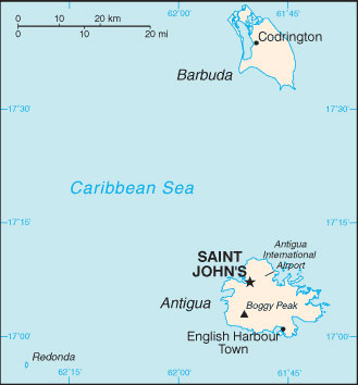 map of Antigua and Barbuda