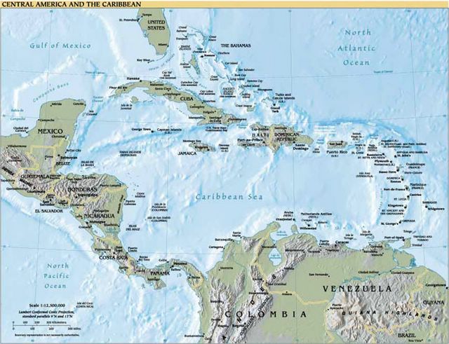 map of central america and caribbean