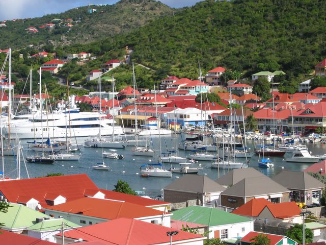 Eaux Vives in Gustavia, St. Barths. 2nd row, Lance in dinghy near boat 