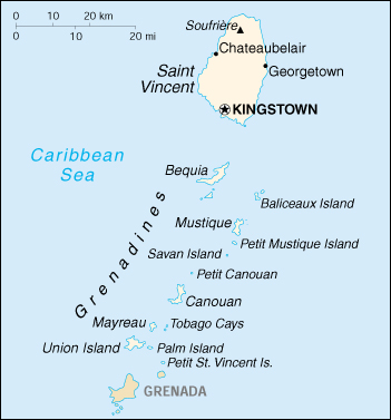 map of St. Vincent and the Grenadines 