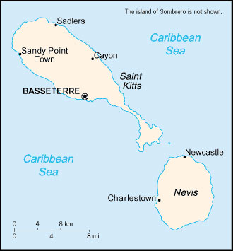 map of St. Kitts and Nevis 