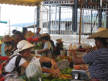 Susie in the market place at Ste. Pierre, Martinique