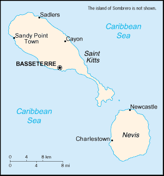 map of St. Kitts and Nevis